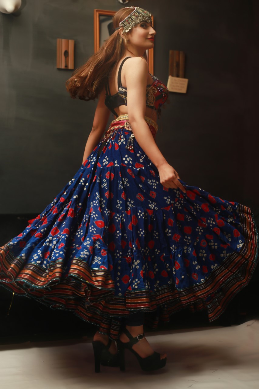 Jaipur multi dot padma skirt dark blue WLS