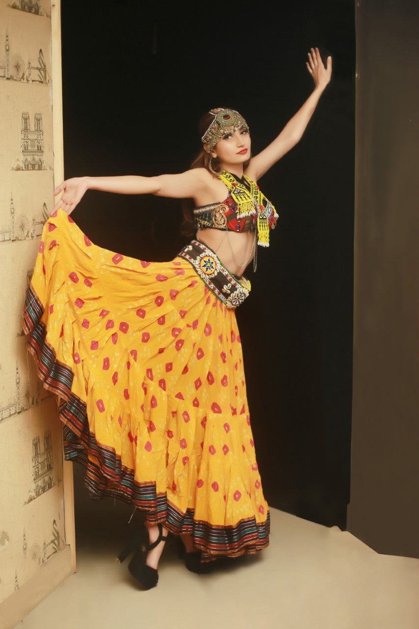 Jaipur multi dot padma skirt yellow WLS
