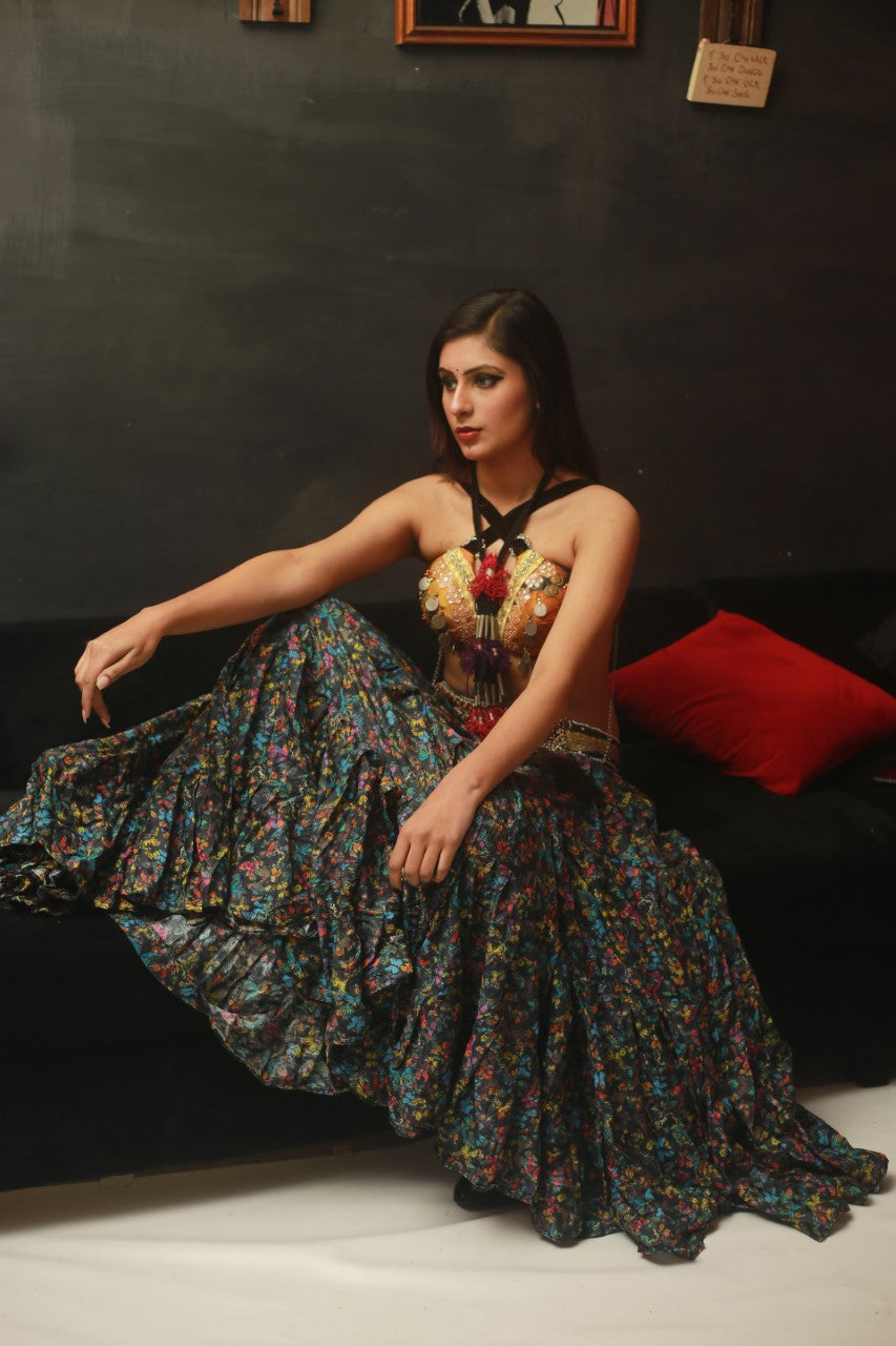 Digital print floral skirt WLS