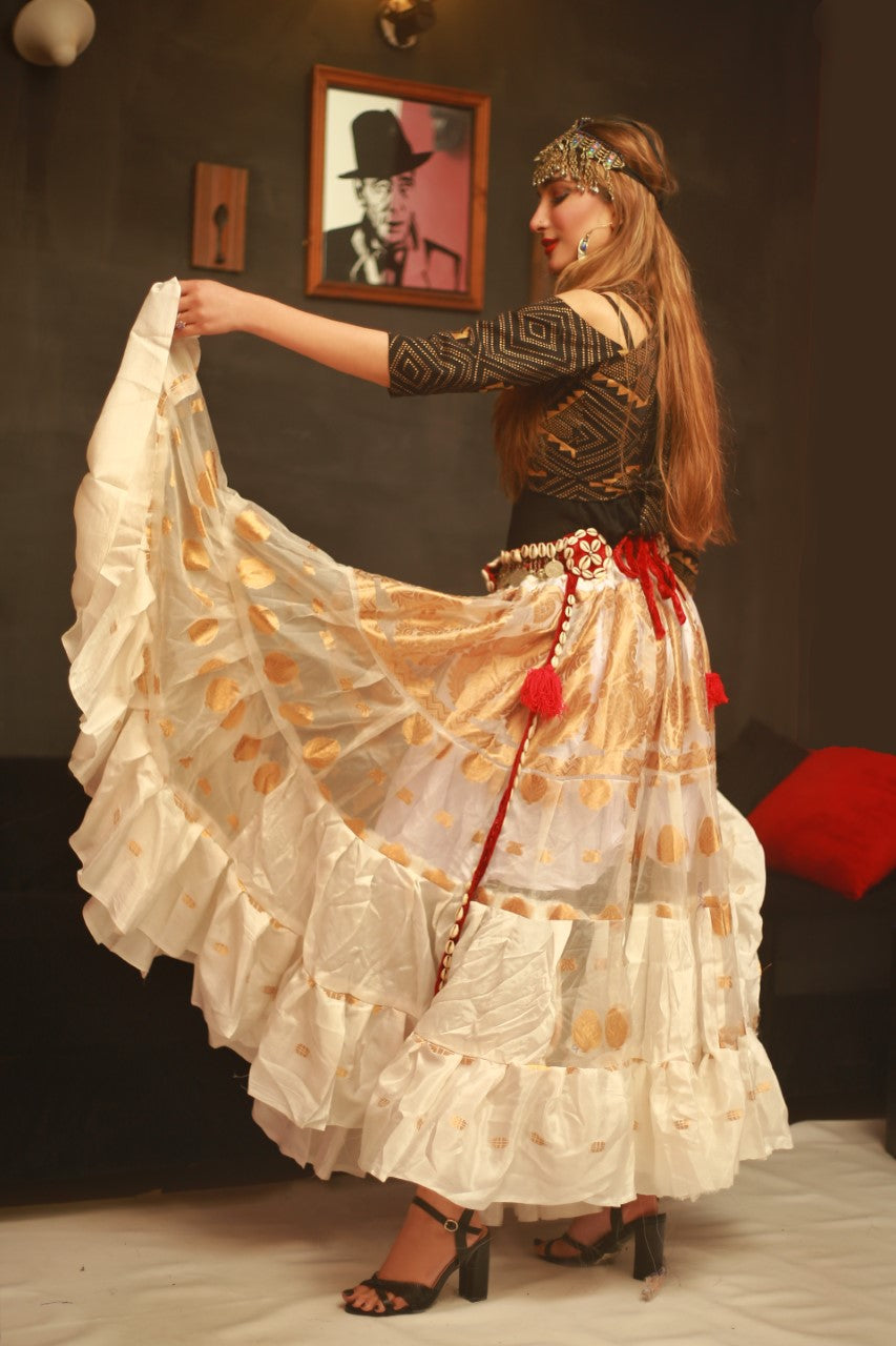 White gold banarsi skirt WLS