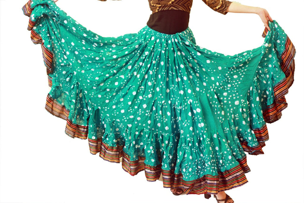 Jaipur white dot padma skirt seagreen WLS