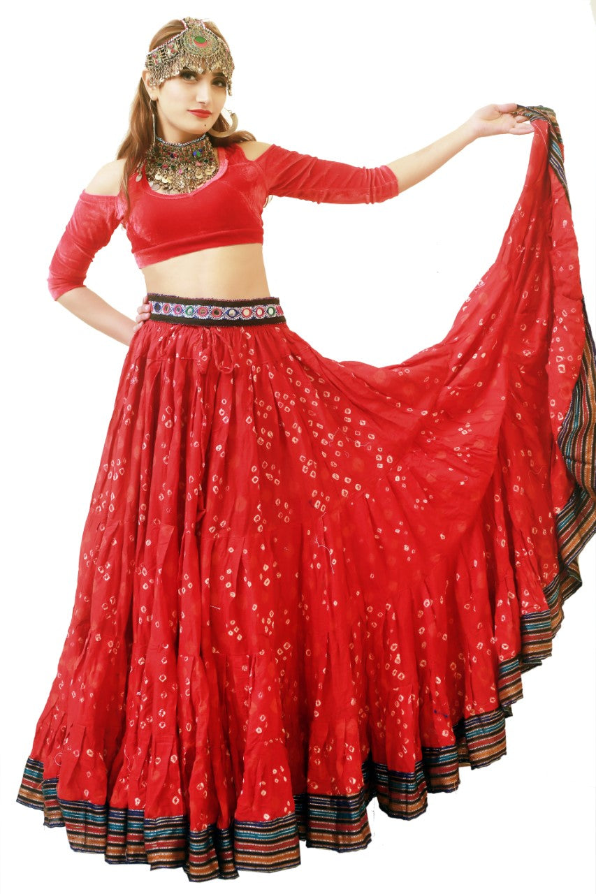 Jaipur white dot padma skirt red WLS