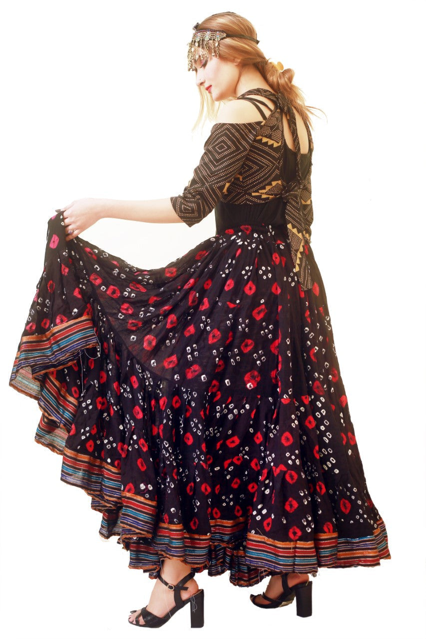 Jaipur multi dot padma skirt red/black WLS