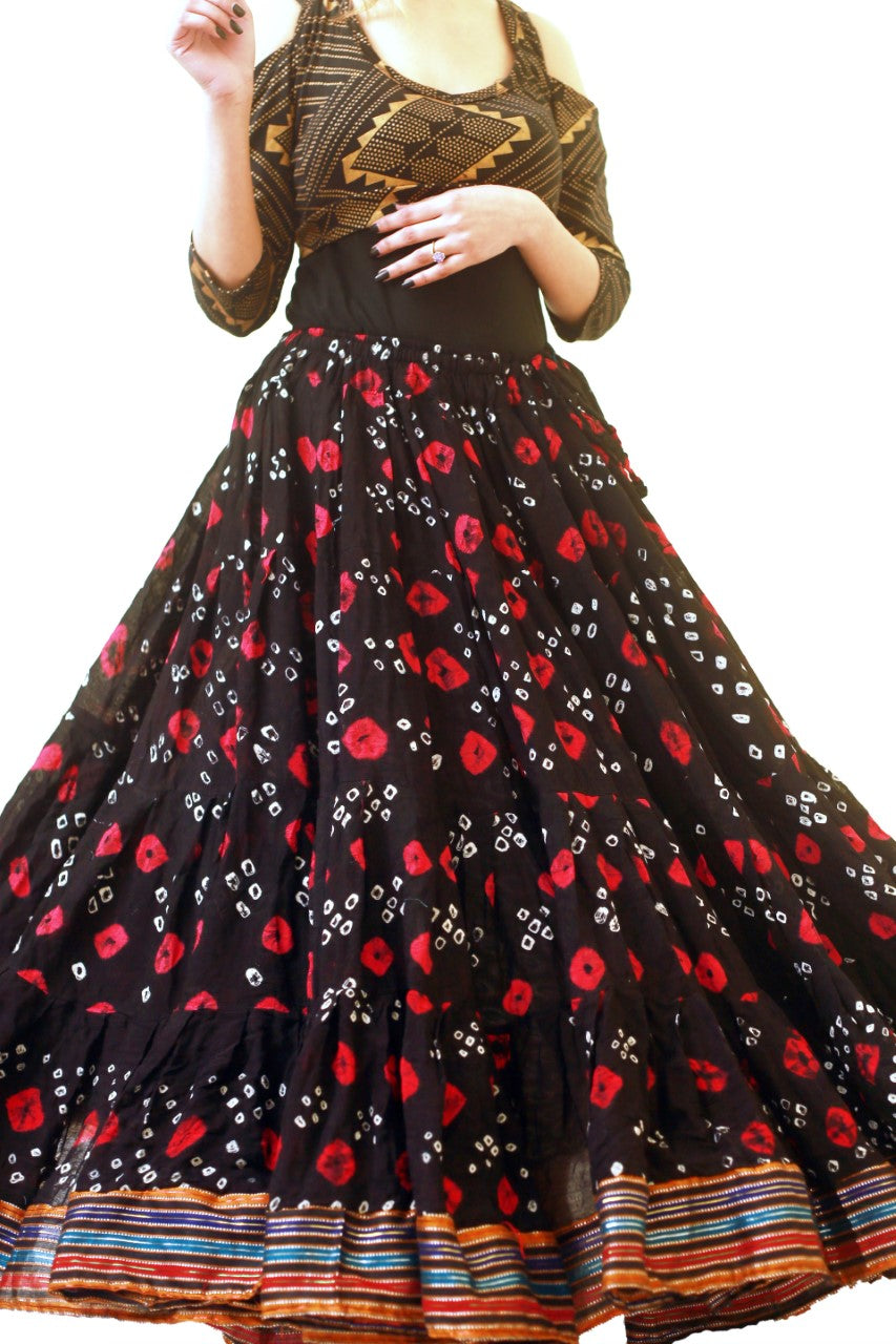 Jaipur multi dot padma skirt red/black