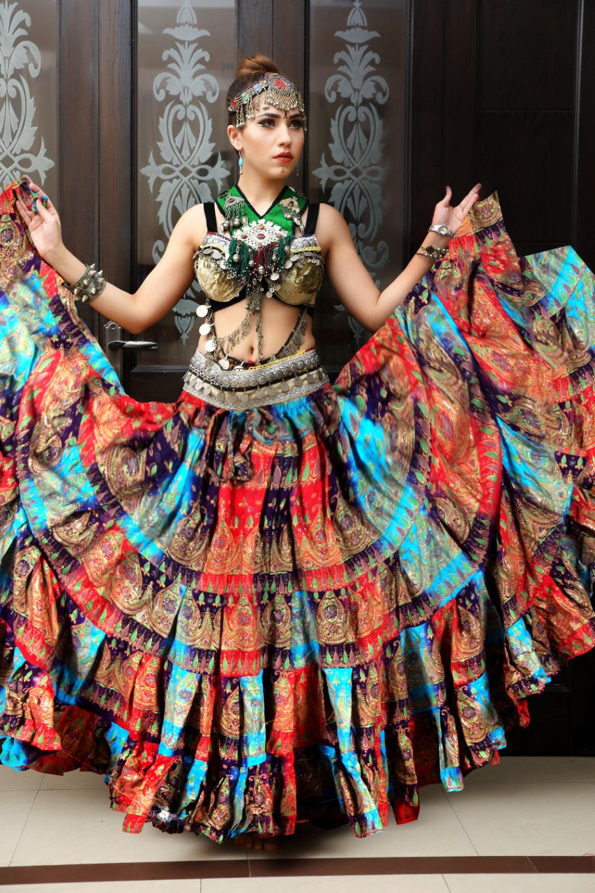 Block print skirt tie dye Beauty 4 Border skirt multi