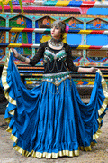 Gold border Skirt turqouise WLS