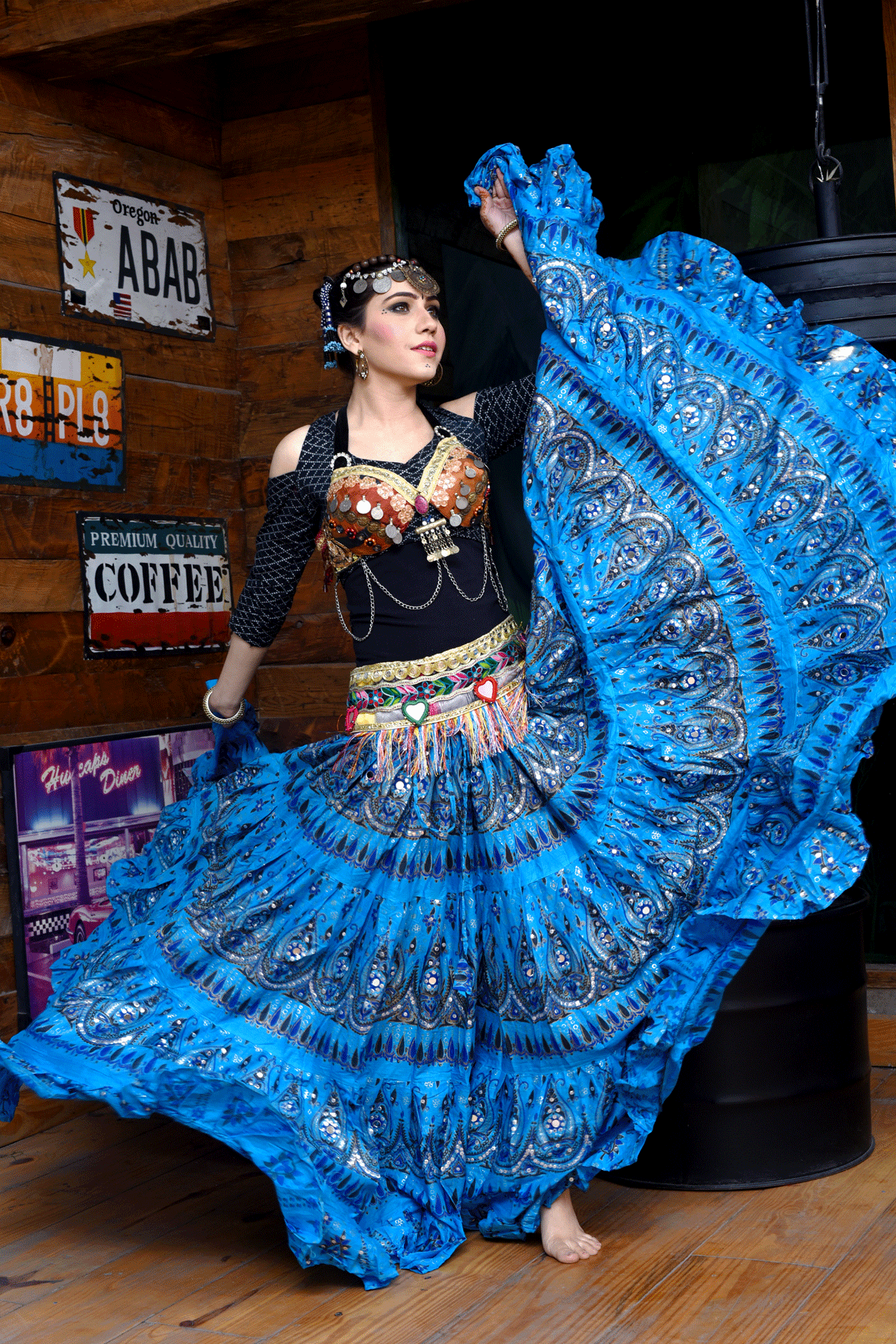 Block print beauty skirt Turquoise WLS