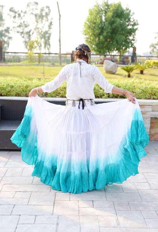 2 tone skirt turqouise/white WLS