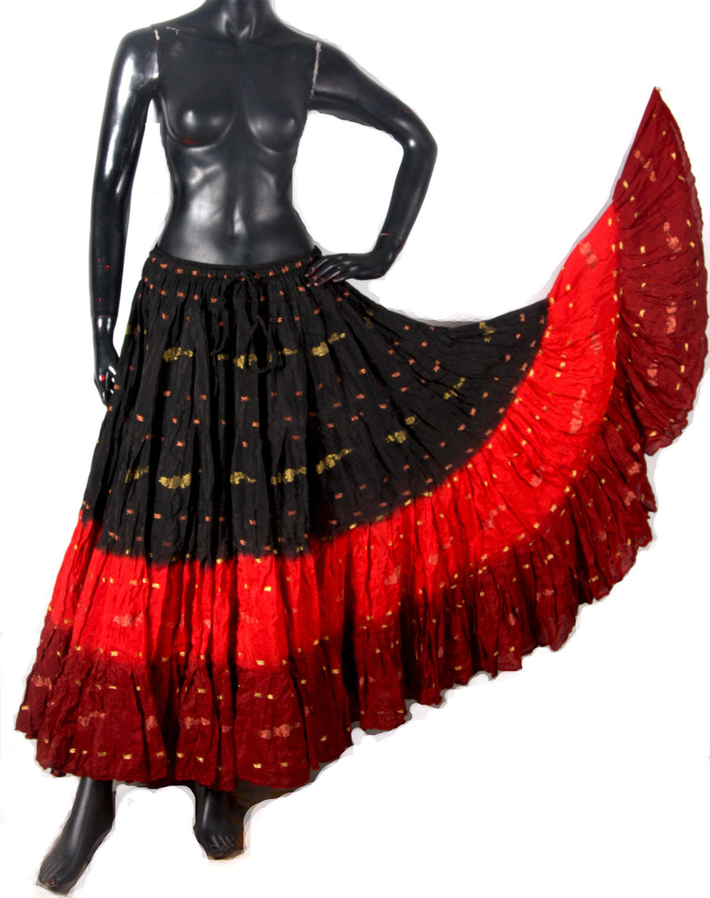 Wow Sari Bindi border Skirt Black Red Burgundy WLS