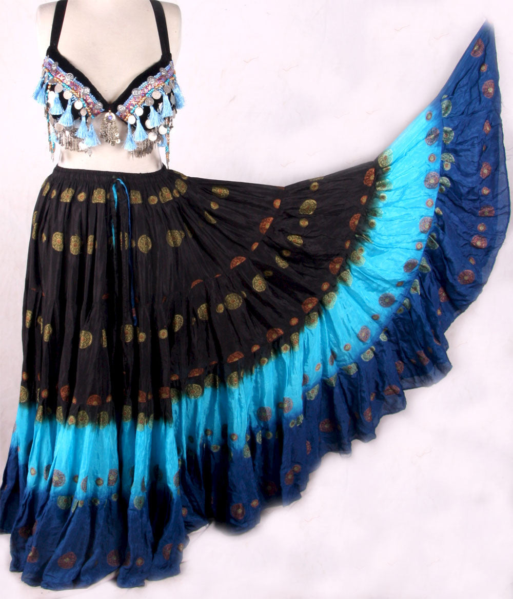 Jaquard bindi Skirt Black Turquoise Blue WLS