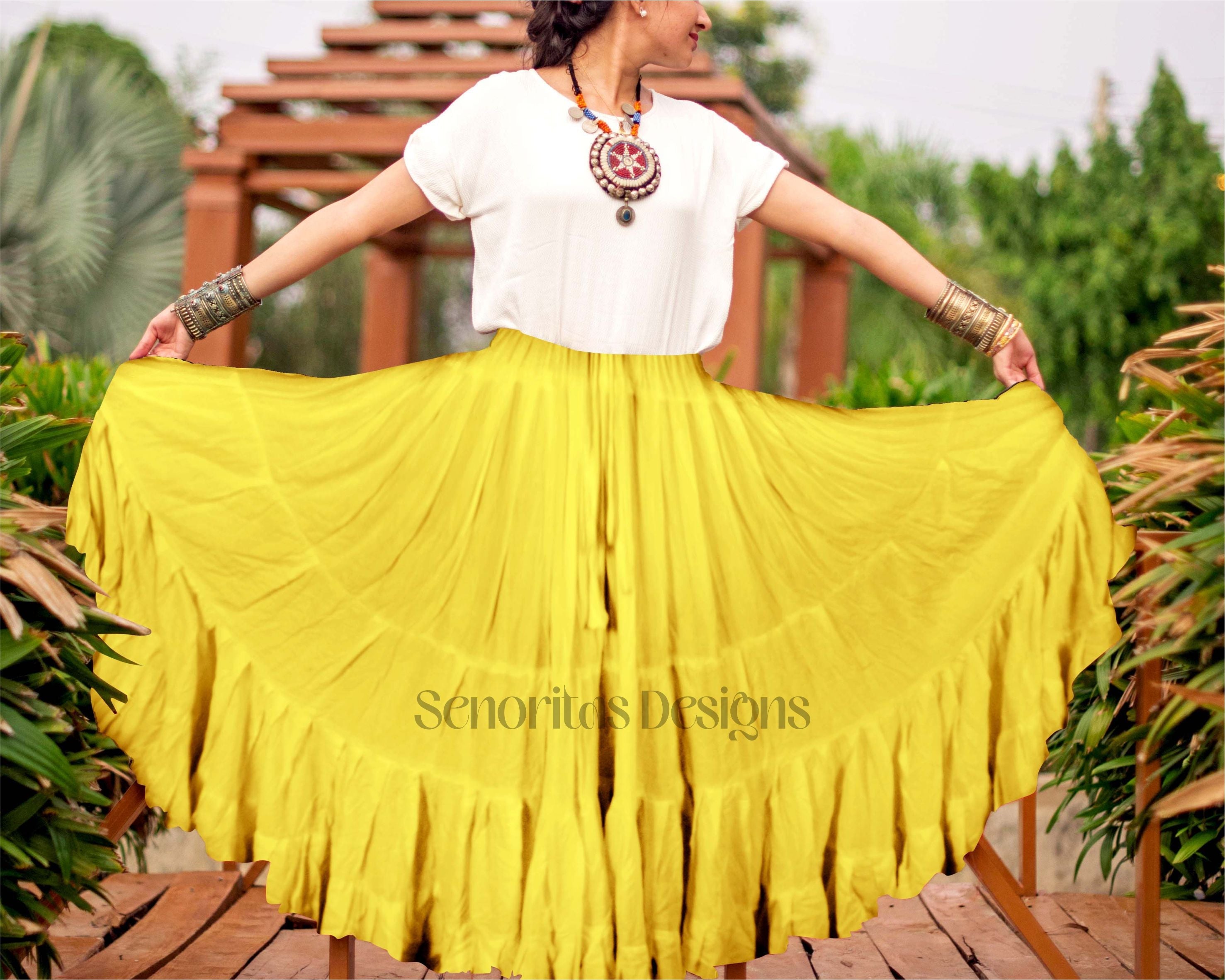 Solid color Skirt yellow 100% cotton WLS