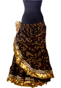 Block print skirt Cotton Jaquard Zig Zag Design with gold border
