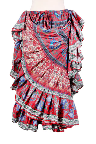Digital print Skirt 2018 Burgundy Peacock Design
