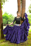 Block print assuit skirt purple in polyester