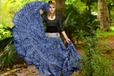 Block print lurex assuit skirt blue