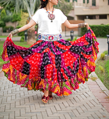 Multi block print skirt hawai