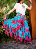 Block print skirt Summer Collection Turquoise/Fushia / Black
