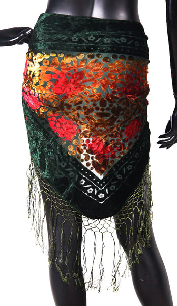 velvet hip scarf Tye Dye Green – Senoritas-tribal-designs