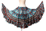 Digital print Skirt  Black /Turquoise