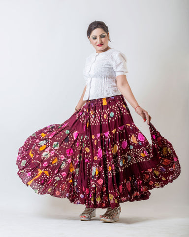 Jaipur multi dot skirt burgundy