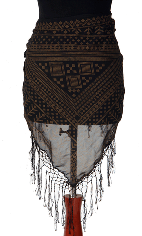 Tribal Assuit Print HipScarf black Gold