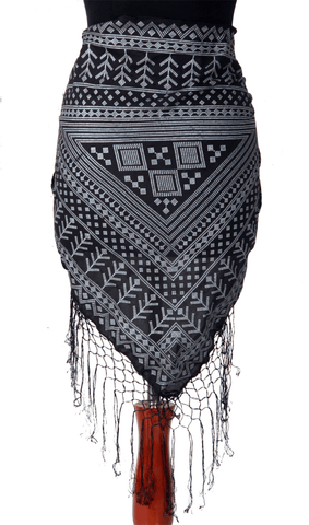 Tribal Assuit Print HipScarf black Silver