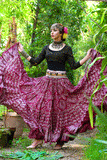 Block print lurex assuit skirt burgundy