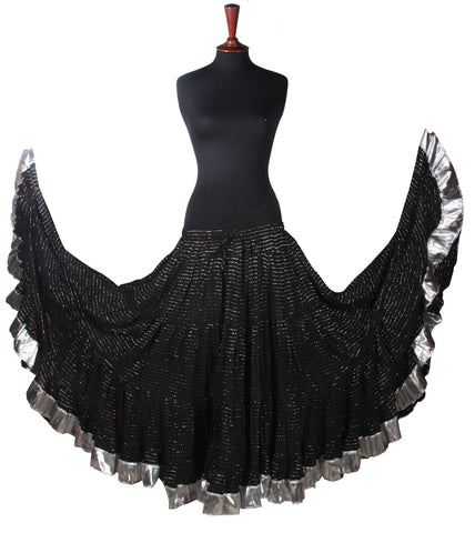 Lurex solid Skirt black with silver border
