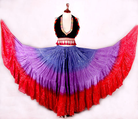 Lurex skirt red/purple/blue