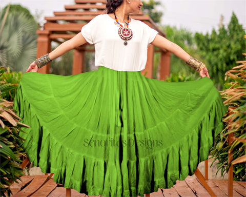 Solid color Skirt green 100% cotton