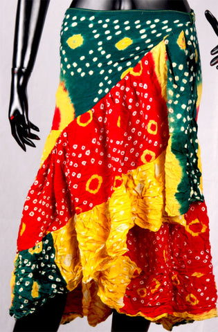 Jaipur Chunri Wrap skirt Green/Red/Yellow