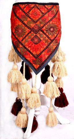 Tribal Embroidery Belt Cum Hipscarf Made From Wool Tassels.
