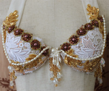 Peacock bra belt set white/gold