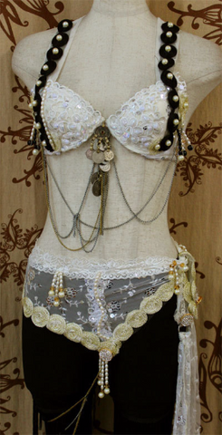 Gothic bra belt set white/black