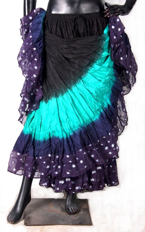Wow Sari Bindi border Skirt black/turquoise/purple