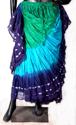 Wow Sari Bindi border Skirt green/turquoise/blue