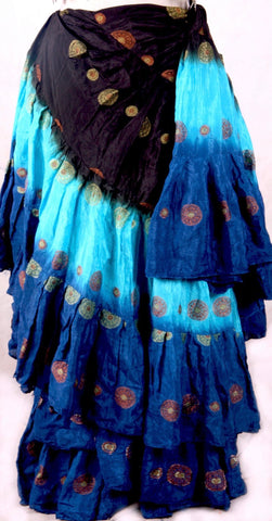 Jaquard bindi Skirt Black Turquoise Blue