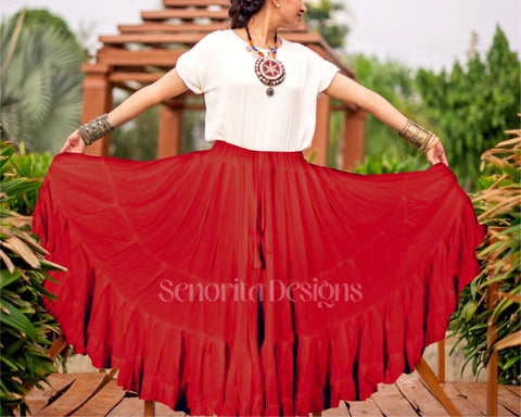 Solid color Skirt red 100% cotton