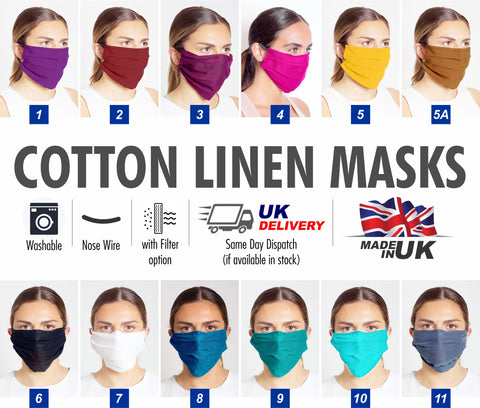 Face cloth mask linen solid color