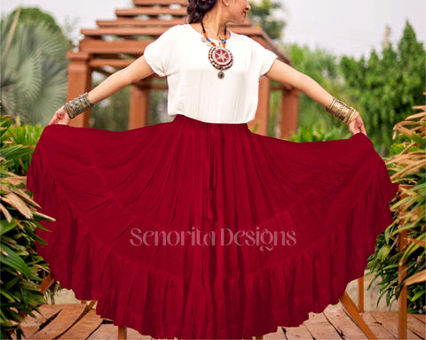 Solid color Skirt burgundy 100% cotton