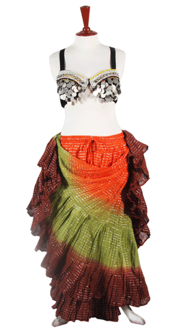 Lurex 3Tone Skirt Orange/Green/Brown