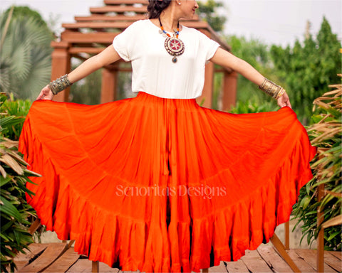 Solid color Skirt orange 100% cotton