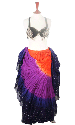 Wow Sari bindi border Skirt  Orange/Purple/Blue