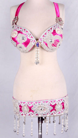 Belly Dance Bra Belt Bright Pink