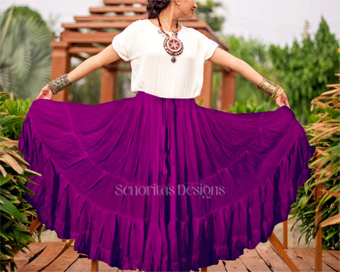 Solid color Skirt purple 100% cotton