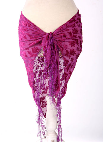 Burnout velvet hip scarf purple