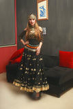 Black skirt with gold embroidery and gold border