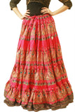 Block print 4 Border Beauty skirt pink with padma border
