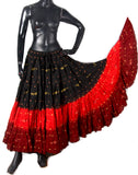 Wow Sari Bindi border Skirt Black Red Burgundy